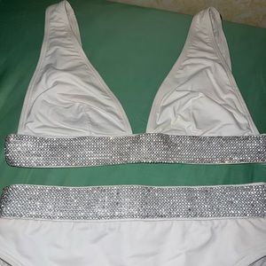 Top diamanté swimwear top